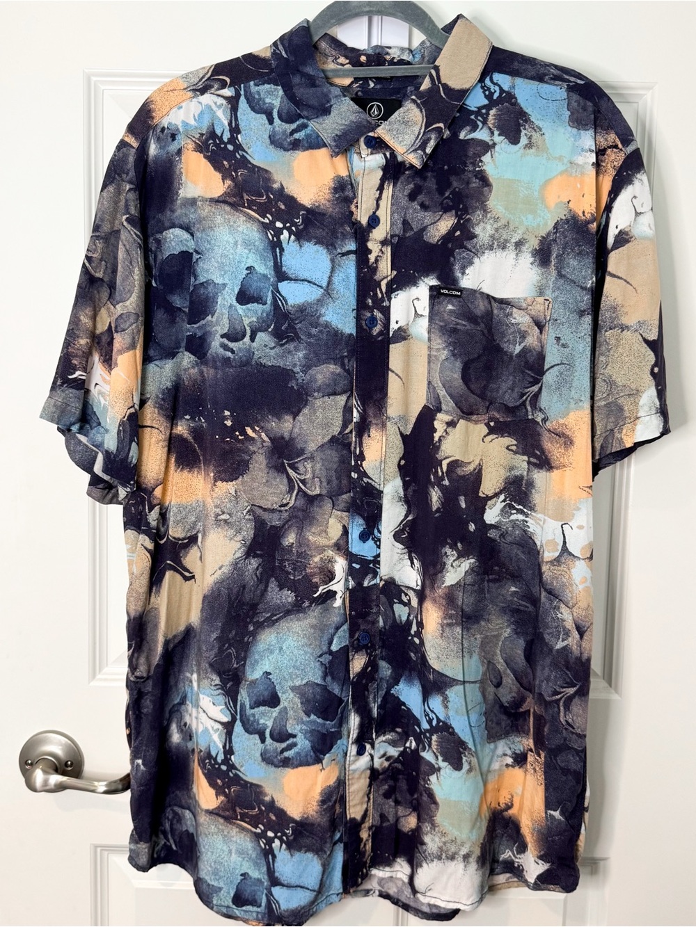 Volcom True To This Men’s XXL Shirt Abstract Watercolor Print Button Up 2XL